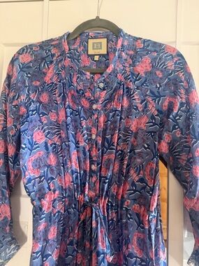 BELL BY ALICIA BELL Blue & Pink Floral Tie-Waist Maxi Dress